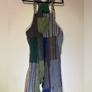Patch work overalls